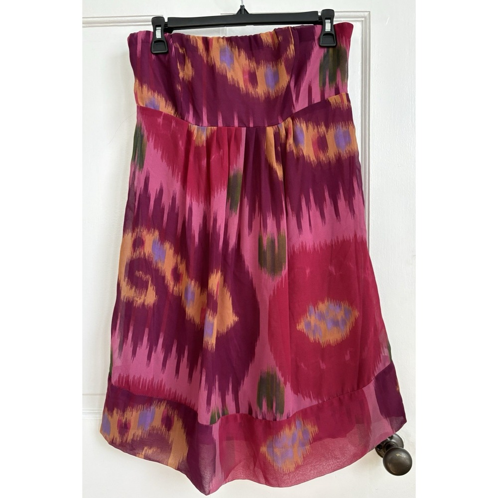 American Eagle Pink Purple Ikat Strapless Mini Dress Smocked Boho Women‎ Size 10